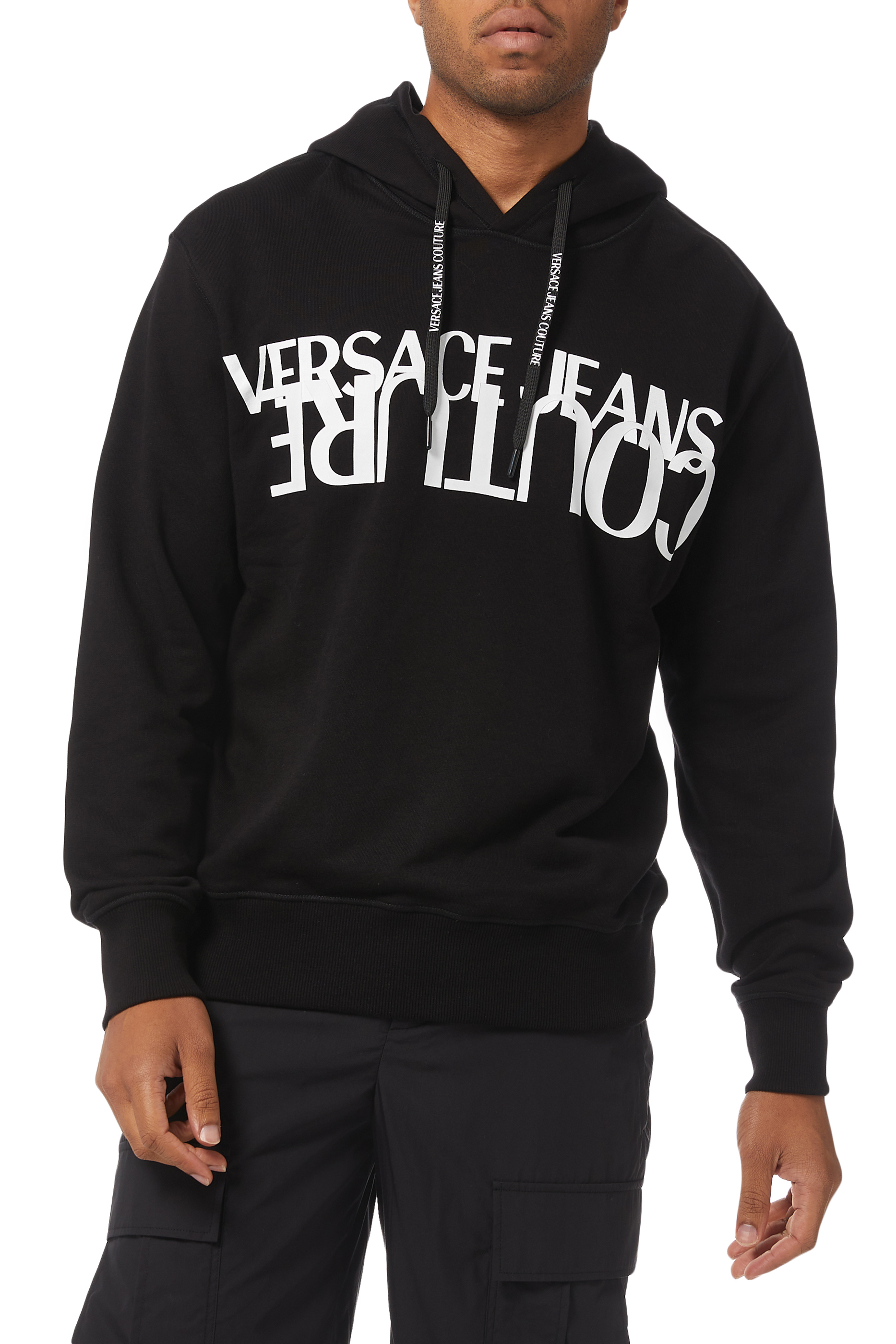 Buy VERSACE JEANS Reflection Logo Print Hoodie - Mens for SAR 500.00